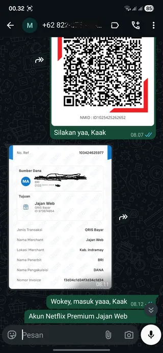 Testimoni CapCut Pro Space — screenshot asli pelanggan Jajan Web