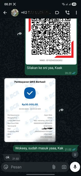 Testimoni Prime Video Premium (Private) — screenshot asli pelanggan Jajan Web
